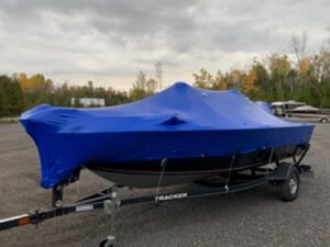 Another shrink wrapped boat in winter storage near Carleton Place