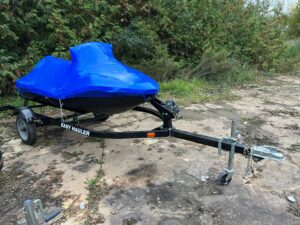 Photo of a shrink wrapped seadoo at Hidden Acres near Carleton Place